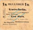 Notgeld 1914/15 1 Mk. Schmiegel , Notgeld 1 Mark Schein in gbr. Diessner 357.2.b , Oberschlesien 1914 -