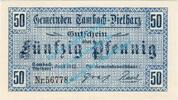 Notgeld DE 50 Pf. Tambach , Notgeld 50 Pfennig Schein in kfr. Tieste 7260.05.20 , Thüringen 1917 -