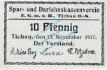 Notgeld DE 10 Pf. Tichau , Notgeld 10 Pfennig Schein in kfr. Tieste 7350.05.25 Oberschlesien 1917 -