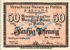 Notgeld DE 50 Pf. Putlitz , Notgeld 50 Pfennig Schein in kfr. Tieste 5815.10.16 , Brandenburg 1918 -