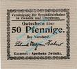 Notgeld DE 50 Pf. Zwönitz , 50 Pfennig Schein in kfr. Tieste 8310.10.03 , Sachsen Verkehrsausgabe -