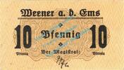 Notgeld DE 10 Pf. Weener , Notgeld 10 Pfennig Schein in kfr. Tieste 7740.05.01 Niedersachsen 1920 -