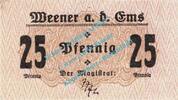 Notgeld DE 25 Pf. Weener , Notgeld 25 Pfennig Schein in kfr. Tieste 7740.05.02 Niedersachsen 1920 -
