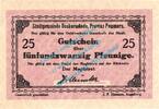 Notgeld DE 25 Pf. Ueckermünde , Notgeld 25 Pfennig Schein in kfr. Tieste 7500.05.25 , Pommern o.D. -