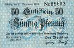 Notgeld DE 50 Pf. Merseburg , Notgeld 50 Pfennig Schein in kfr. Tieste 4505.15.07 , SA von 1918 -