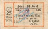 Notgeld DE 25 Pf. Ohrdruf , Notgeld 25 Pfennig Schein in gbr. Tieste 5350.05.02 , Thüringen 1917 -