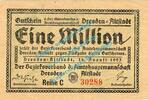 Inflation DE 1 Mio. Mk. Dresden , Notgeld 1 Million Mark Schein in gbr. Bühn 1240.8-9 , Sachsen 1923 -