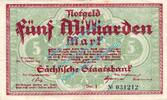 Inflation DE 5 Mia. Mk. Dresden , Notgeld 5 Milliarden Mark Schein in gbr. Keller 1109.c , Sachsen 1923 -