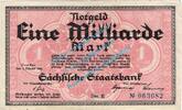 Inflation DE 1 Mia. Mk. Dresden , Notgeld 1 Milliarde Mark Schein in gbr. Keller 1109.c , Sachsen 1923 -