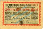 Inflation DE 50 Mia. Mk. Dresden , Notgeld 50 Milliarden Mark Schein in gbr. Bühn 1197.8 , Sachsen 1923 -