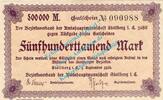 Inflation DE 500.000 Mk. Stollberg , Notgeld 500.000 Mark Schein in kfr. Bühn 6840.31 , Sachsen 1923 -