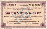 Inflation DE 500.000 Mk. Stollberg , Notgeld 500.000 Mark Schein in L-gbr. Bühn 6840.31 , Sachsen 1923 -