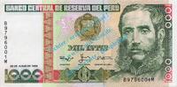 Peru 1000 Intis Banknote Peru , 1.000 Intis Schein -Andres Avelino Caceres- von 1986-88 in unc - -