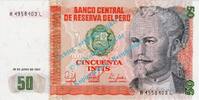 Peru 50 Intis Banknote Peru , 50 Intis Schein -Nicolas De Pierola- von 1986-87 in unc - kfr -