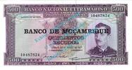 Mosambik - Mozambique 500 Escudos Banknote Mosambik - Mozambique , 500 Escudos Schein ND 1976 in unc - kfr -
