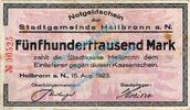 Inflation DE 500.000 Mk. Heilbronn , Banknote 500.000 Mark Schein in gbr. Keller 2294 , Württemberg 1923 -