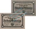 Notgeld DE 2 Scheine kpl. Bad Kösen , Notgeld Set mit 2 Scheinen in kfr. Tieste 3635.05.05-06 Sachsen 1918 -