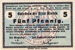 Notgeld DE 5 Pf. Rinteln , Notgeld 5 Pfennig Schein in unc. Tieste 6075.05.15 , Hessen von 1918 -
