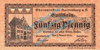 Notgeld DE 50 Pf. Rottenburg , Notgeld 50 Pfennig Schein in kfr. Tieste 6255.05.10 , Württemberg -