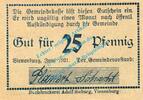 Notgeld DE 25 Pf. Vienenburg , Notgeld 25 Pfennig Schein in kfr. M-G 1361.1.i , Niedersachsen 1921 -