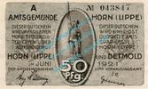 Notgeld DE 50 Pf. -A- Horn , Notgeld 50 Pfennig Schein -A- in kfr. M-G 628.1.a , Westfalen von 1921 -