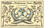 Serienscheine DE 5 Mk. -A- Apolda , Notgeld 5 Mark Schein -A- in kfr. M-G 37.1 , Thüringen o.D. Seriennotge -