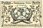 Serienscheine DE 5 Mk. -D- Apolda , Notgeld 5 Mark Schein -D- in kfr. M-G 37.1 , Thüringen o.D. Seriennotge -