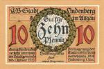 Kleingeld 1914-1922 10 Pf. -Fehldruck- Lindenberg , 10 Pfennig --FEHLDRUCK-- F in kfr-unc , Ti.4115.... Bayern 1918 -
