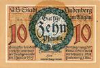Kleingeld 1914-1922 10 Pf. -Fehldruck- Lindenberg , 10 Pfennig --FEHLDRUCK-- K in kfr-unc , Ti.4115.... Bayern 1918 -