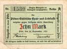 Inflation 1922/23 10 Mk. Plön , Banknote 10 Mark Schein in gbr. Müller 3620.1.a , Schleswig Holstein 1922 -