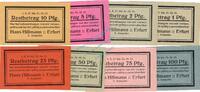 Serienscheine DE 8 Scheine kpl. Erfurt , Notgeld Set mit 8 Scheinen in kfr. M-G 342.2.c , Thüringen von 1921 -