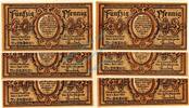 Serienscheine DE 6 Scheine kpl. Schmalkalden , Notgeld Set --6 x KN fortlaufend-- unc-kfr. M-G 1184.2 , TH 1921 -