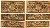 Serienscheine DE 6 Scheine kpl. Schmalkalden , Notgeld Set --6 x Nummerngleich-- unc-kfr. M-G 1184.1 , Thüringen -