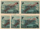 Inflation 1922/23 5 Scheine kpl. Lichtenstein , Notgeld Set --5 x Überdruck-- unc-kfr. Müller 2715 , S 1922/23 -