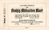 Inflation 1923 DE 50 Mia. Mk. Kiel , Banknote 50 Milliarden -Winterwellen- unc-kfr. Keller 2626.a SH von 1923 -