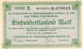 Inflation 1923 DE 100.000 Mk. Stollberg , Banknote 100.000 Mark Schein unc-kfr. Bühn 6840.30.a , Sachsen 1923 -