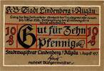 Kleingeld 1914-1922 10 Pf. -MUSTER- Lindenberg , Notgeld 10 Pfennig --MUSTER o.KN-- in unc-kfr. Ti. 4115.05.... Bay -