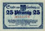 Kleingeld 1914-1922 25 Pf. Limburg , Notgeld 25 Pfennig Schein in unc-kfr. Ti.4100.05.11 , Hessen 1918 Verk -