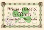 Kleingeld 1914-1922 1/2 Mk. Oberdorla , Notgeld 1 halbe Mark Schein in unc-kfr. Ti.5225.05.065 , Thüringen o -