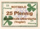 Kleingeld 1914-1922 25 Pf. Oberdorla , Notgeld 25 Pfennig Schein in unc-kfr. Ti.5225.05.005 , Thüringen o.D -