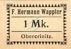 Kleingeld 1914-1922 1 Mk. Obercrinitz , Notgeld 1 Mark Schein in unc-kfr. Ti.5210.05.07 , Sachsen o.D. Ver -
