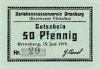 Kleingeld 1914-1922 50 Pf. Ortenburg , Notgeld 50 Pfennig -graugrün- unc-kfr. Ti.5420.05.43 , Bayern 1919 V -
