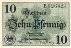 Kleingeld 1914-1922 10 Pf. Osnabrück , Notgeld 10 Pfennig Schein in unc-kfr. Ti.5435.05.15 , Niedersachsen -