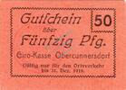 Kleingeld 1914-1922 50 Pf. Obercunnersdorf , Notgeld 50 Pfennig Schein unc-kfr. Ti.5215.05.07 , Sachsen o.D -