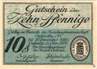 Kleingeld 1914-1922 10 Pf. Oelsnitz , Notgeld 10 Pfennig Schein unc-kfr. Ti.5325.05.05 , Sachsen 1918 Verke -