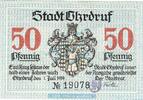 Kleingeld 1914-1922 50 Pf. Ohrdruf , Notgeld 50 Pfennig Schein unc-kfr. Ti.5350.05.82 , Thüringen 1919 Verk -