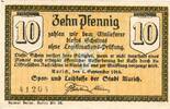 Kleingeld 1914-1922 10 Pf. Aurich , Notgeld 10 Pfennig -Antiqua- unc-kfr. Ti.0270.10.16 Niedersachsen 1918 -