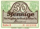 Kleingeld 1914-1922 DE 50 Pf. Beuthen , Notgeld 50 Pfennig Schein unc-kfr. Ti.0570.10.07 , Schlesien o.D. Verk -