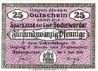 Kleingeld 1914-1922 25 Pf. Bodenwerder , Notgeld 25 Pfennig Schein unc-kfr. Ti.0800.05.035 , Niedersachsen -