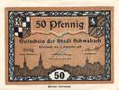 Kleingeld 1914-1922 50 Pf. Schwabach , Notgeld 50 Pfennig Schein unc-kfr. Ti.6715.10.60 , Bayern 1918 Verke -